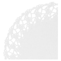 DENTELLES RONDES AJOURÉES  53 G/M2 Ø 14 CM BLANC PAPIER (250 UNITÉ)