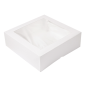 BOÎTES PÂTISSERIES AVEC FENÊTRE 'THEPACK' 250 G/M2 + OPP 32x32x10 CM BLANC CARTON ONDULÉ NANO-MICRO (100 UNITÉ)