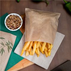 SACHET POUR FRITURES 34 G/M2 12x12 CM NATUREL PARCH.INGRAISSABLE (1000 UNITÉ)