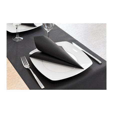 SERVIETTES 55 G/M2 40x40 CM NOIR AIRLAID (700 UNITÉ)