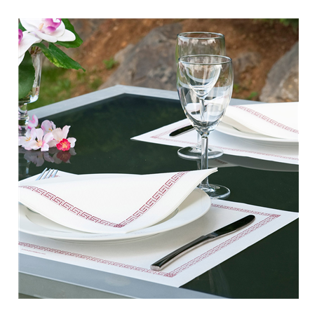 SERVIETTES "GRECQUE"  45 G/M2 40x40 CM BLANC AIRLAID (700 UNITÉ)