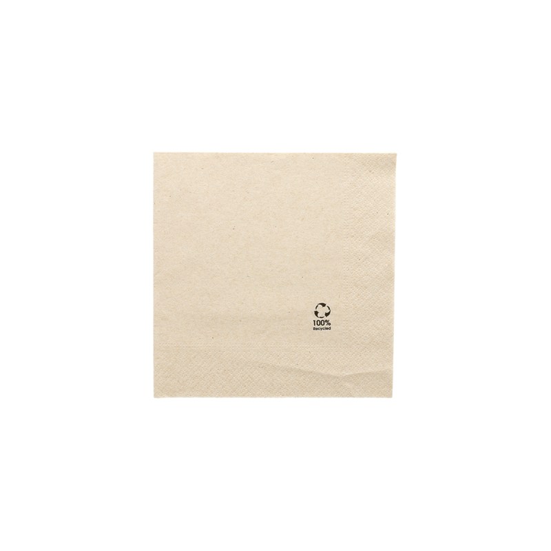 SERVIETTES ECOLABEL 2 PLIS  18 G/M2 33x33 CM NATUREL OUATE RECYCLÉE (2400 UNITÉ)