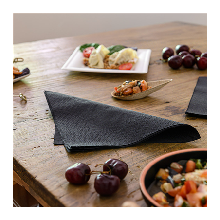 SERVIETTES ECOLABEL 2 PLIS  18 G/M2 39x39 CM NOIR OUATE (1600 UNITÉ)