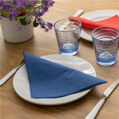 SERVIETTES ECOLABEL 2 PLIS  18 G/M2 39x39 CM BLEU MARINE OUATE (1600 UNITÉ)