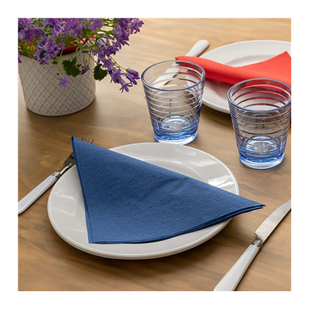 SERVIETTES ECOLABEL 2 PLIS  18 G/M2 39x39 CM BLEU MARINE OUATE (1600 UNITÉ)