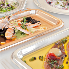 PLATEAUX DE LUXE 'LUNCH' 25x35 CM ARGENTE PET (10 UNITÉ)