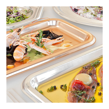 PLATEAUX DE LUXE 'LUNCH' 25x35 CM ARGENTE PET (10 UNITÉ)