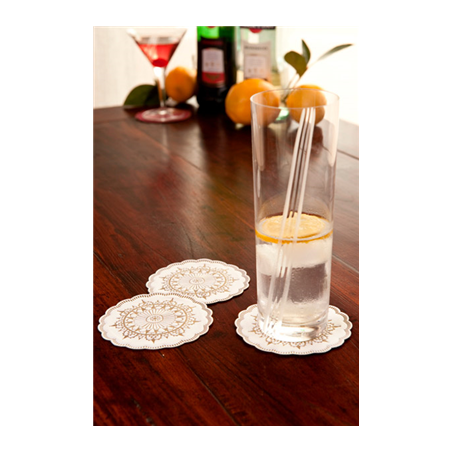 DESSOUS DE VERRE 9 PLIS  8x18 G/M2 + (30+12) G/M2 Ø9 CM BLANC OUATE (3000 UNITÉ)