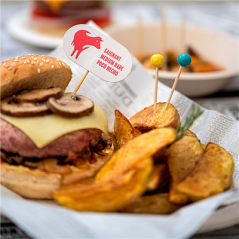 STEAK MARKER "SAIGNANT"  8 CM BLANC BOIS (100 UNITÉ)