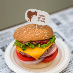 STEAK MARKER "BIEN CUIT"  8 CM BLANC BOIS (100 UNITÉ)