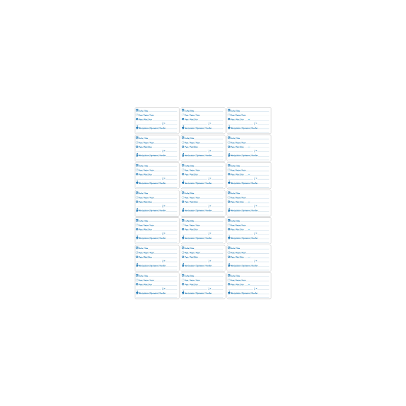 100 FEUILLES x 21 ÉTIQUETTES POUR BARQUETTES TESTEUR  6,8x3,8 CM BLANC PAPIER (1 UNITÉ)