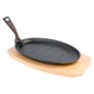 ASSIETTE CHAMPÊTRE OVALE + SUPPORT EN BOIS  27x18x2 CM NOIR FER (8 UNITÉ)