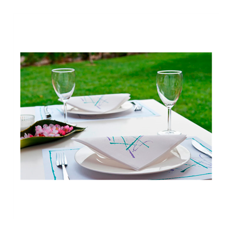 SERVIETTES ECOLABEL 'DOUBLE POINT - VOLARE' 18 G/M2 40x40 CM BLANC OUATE (1200 UNITÉ)