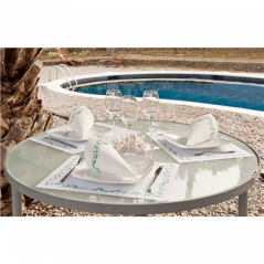 SERVIETTES ECOLABEL 'DOUBLE POINT - FLORALIA' 18 G/M2 40x40 CM BLANC OUATE (1200 UNITÉ)