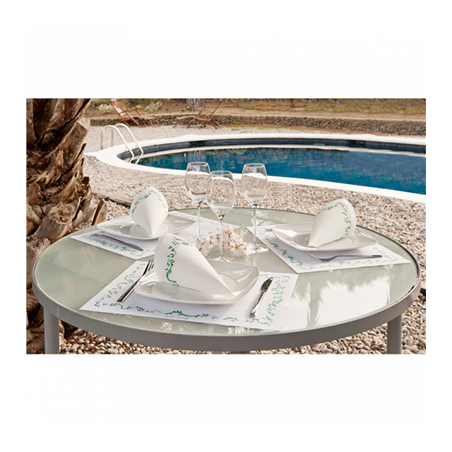 SERVIETTES ECOLABEL 'DOUBLE POINT - FLORALIA' 18 G/M2 40x40 CM BLANC OUATE (1200 UNITÉ)