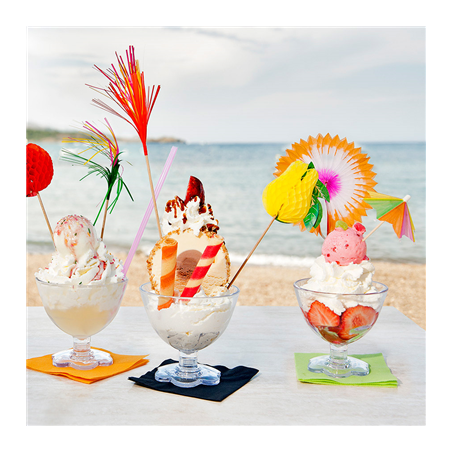 DÉCORS POUR GLACES "OMBRELLE D'INDONESIE"  Ø 12x15 CM ASSORTI BOIS (100 UNITÉ)