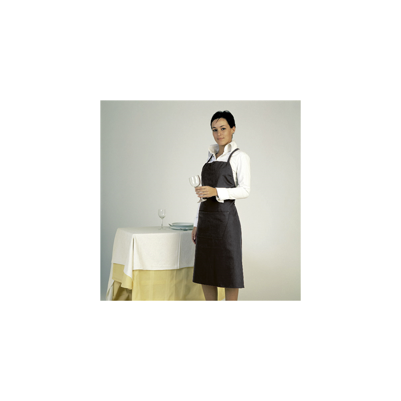 TABLIER BAVETTE + 1 POCHE  75x90 CM NOIR POLYESTER (1 UNITÉ)