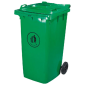 CONTENEUR AVEC COUVERCLE, 2 ROUES 240 L 74x60x101 CM VERT HDPE (1 UNITÉ)