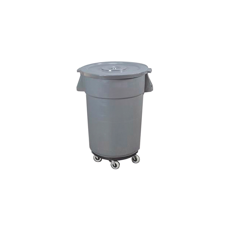 CONTENEUR AVEC COUVERCLE + ROUES 167 L Ø 61,5x79,5 CM GRIS PP (1 UNITÉ)