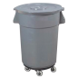 CONTENEUR AVEC COUVERCLE + ROUES 122 L Ø 56x69 CM GRIS PP (1 UNITÉ)