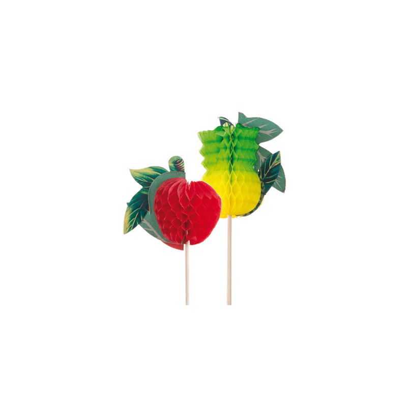 DÉCORS POUR GLACES "FRUITS"  20 (h) CM ASSORTI BOIS (100 UNITÉ)