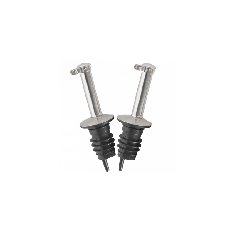 2 U. BECS VERSEURS SANS DOSEUR AVEC COUVERCLE  Ø 3x9 CM ARGENTE INOX (1 UNITÉ)