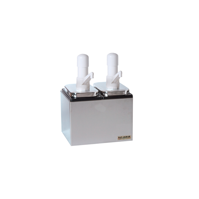 POMPE CONDIMENTS 2 POMPES 2x2,36L 24,7x19,6x32 CM ARGENTE INOX (1 UNITÉ)