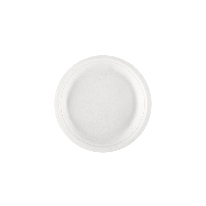 ASSIETTES 'BIONIC'  Ø 18x1,8 CM BLANC BAGASSE (1000 UNITÉ)