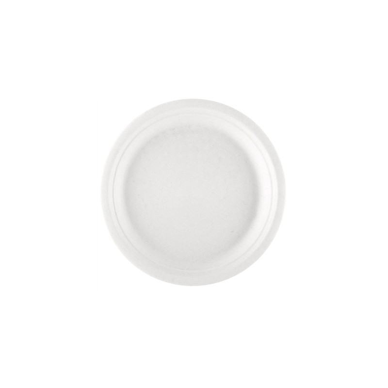 ASSIETTES 'BIONIC'  Ø 23x2 CM BLANC BAGASSE (1000 UNITÉ)