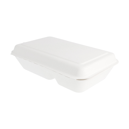 COQUILLES 2 COMPART. 'BIONIC' 1 L 16,5x22,5x6,4 CM BLANC BAGASSE (500 UNITÉ)