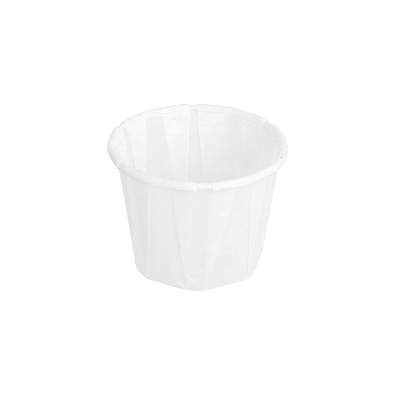 POTS TRAITEUR PAPIER PLISSÉ 22 ML (0,7 oz) 80 G/M2 Ø3,8/2,6x2,8 CM BLANC PARCH.INGRAISSABLE (250 UNITÉ)