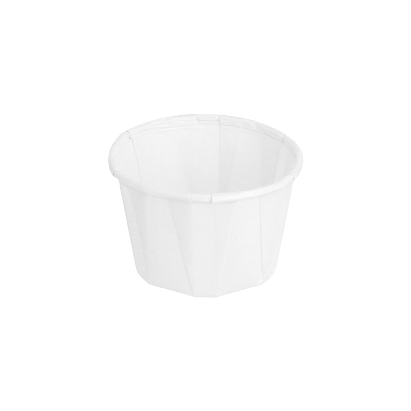 POTS TRAITEUR PAPIER PLISSÉ 45 ML (1,5 oz) 80 G/M2 Ø5/3,6x3,1 CM BLANC PARCH.INGRAISSABLE (250 UNITÉ)