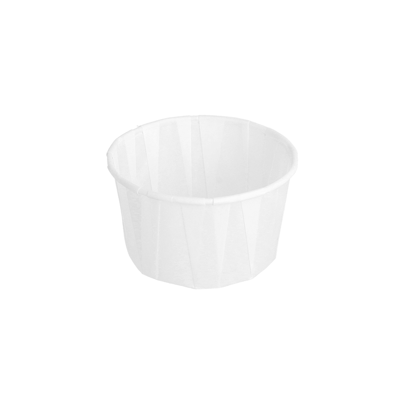 POTS TRAITEUR PAPIER PLISSÉ PFAS FREE 90 ML (3 oz) 80 G/M2 Ø6,5/4,9x3,8 CM BLANC PARCH.INGRAISSABLE (250 UNITÉ)
