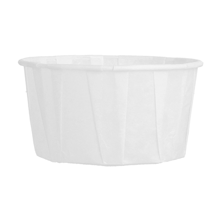 POTS TRAITEUR PAPIER PLISSÉ 100 ML (3,2 oz) 80 G/M2 Ø6,6/5x4,2 CM BLANC PARCH.INGRAISSABLE (250 UNITÉ)