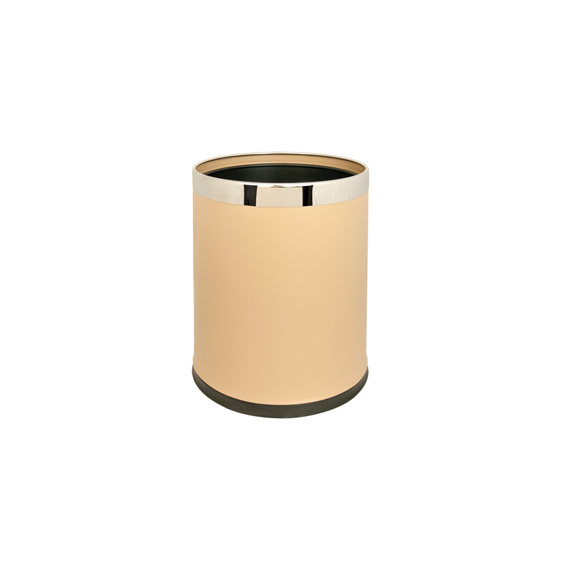 CORBEILLE CHAMBRES RONDE 'DELUXE' 9 L Ø 22,5x27 CM AMANDE ACIER (1 UNITÉ)