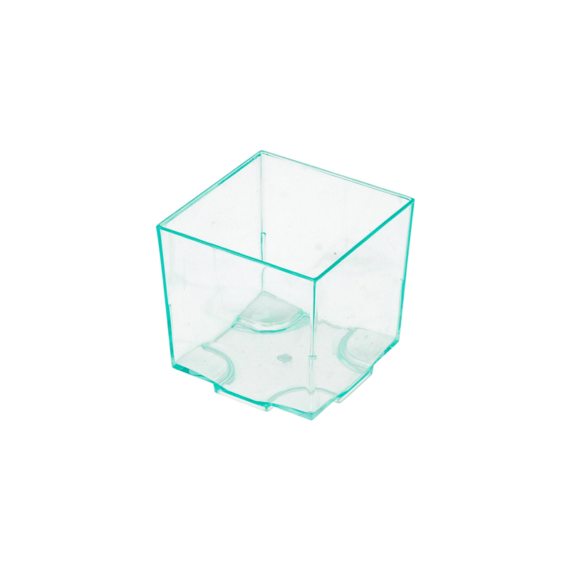 RÉCIPIENTS CUBO EMPILABLES POUR TAPAS RÉUTILISABLES  4,2x4,2x4,2 CM VERT D'EAU PS (200 UNITÉ)