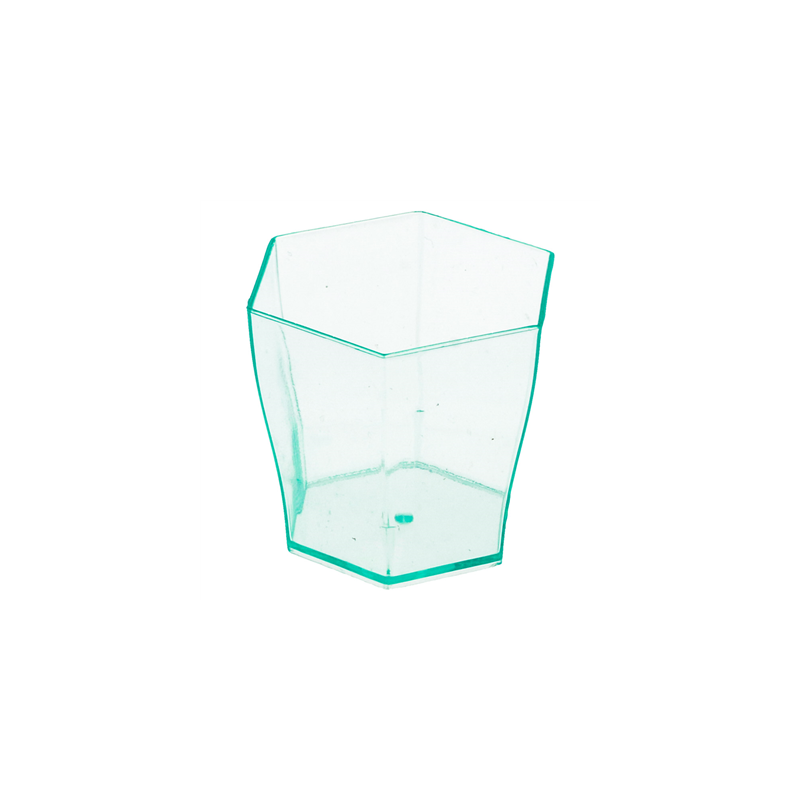 MINI RÉCIPIENTS RÉUTILISABLES HEXAGONAL 60 ML 4,7x4,6 CM VERT D'EAU PS (864 UNITÉ)