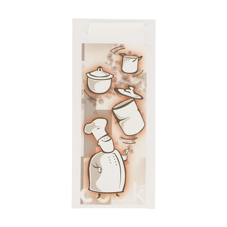 SACS POUR COUVERTS + SERVIETTE "BON APPETIT"