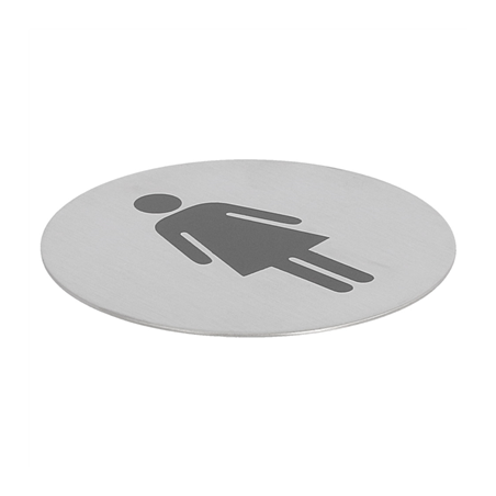 PLAQUE AUTO-ADHESIVE "DAMES"  Ø 7,5 CM ARGENTE INOX (1 UNITÉ)