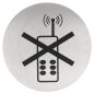 PLAQUE AUTO-ADHESIVE "PAS DE TELEPHONE"  Ø 7,5 CM ARGENTE INOX (1 UNITÉ)