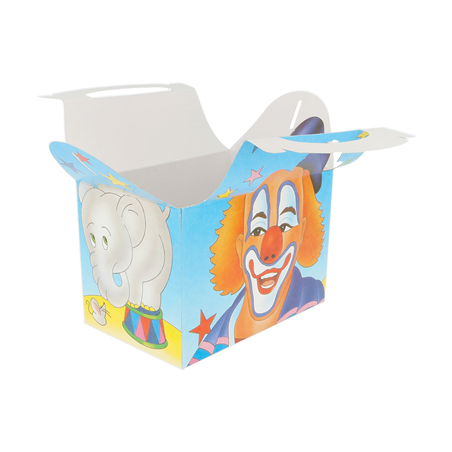 BOÎTES MENU ENFANT "CIRQUE"  320 G/M2 15,50x10,50x17,50 CM QUADRICHROMIE CARTON (300 UNITÉ)