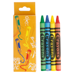 BOÎTES DE 4 CRAYONS DE COULEURS  9x3,4x1 CM ASSORTI CIRE (48 UNITÉ)