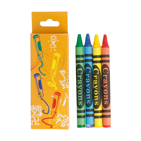BOÎTES DE 4 CRAYONS DE COULEURS  9x3,4x1 CM ASSORTI CIRE (48 UNITÉ)