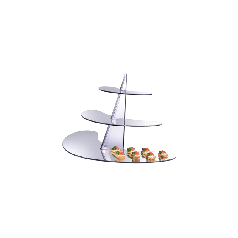 PRÉSENTOIR MIROIR 3 NIVEAUX - DEMI LUNE  41 (h) CM ACRYLIQUE (1 UNITÉ)