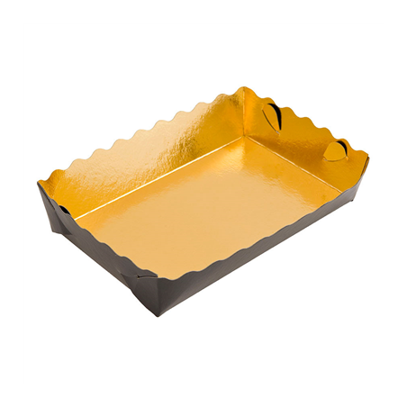 BARQUETTES PÂTISSERIE DEUX FACES  380 G/M2 13x9x3,5 CM OR/NOIR CARTON (250 UNITÉ)