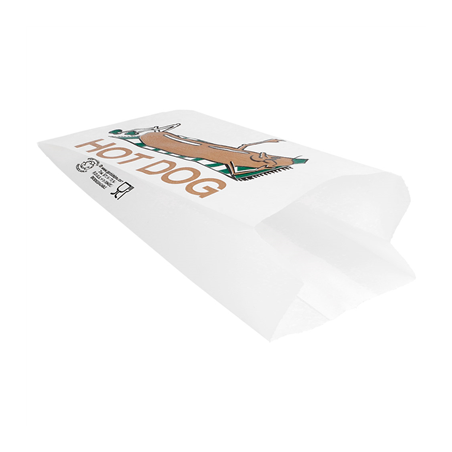 SACS "HOT DOG"  35 G/M2 7+5x18 CM BLANC PARCH.INGRAISSABLE (500 UNITÉ)