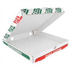 BOÎTES PIZZA MICROCANNELURE  348 G/M2 24x24x3 CM BLANC CARTON (100 UNITÉ)