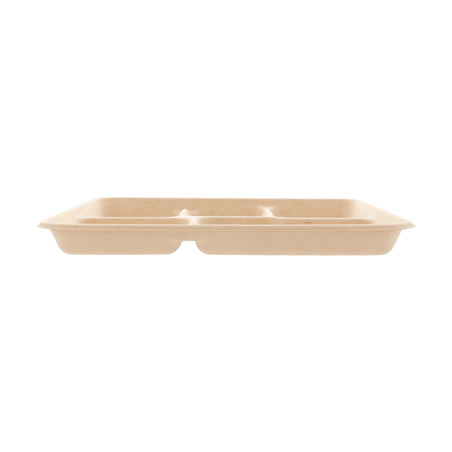 PLATEAUX 5 COMPART. 'BIONIC'  26,5x21,5x2 CM NATUREL BAGASSE (500 UNITÉ)