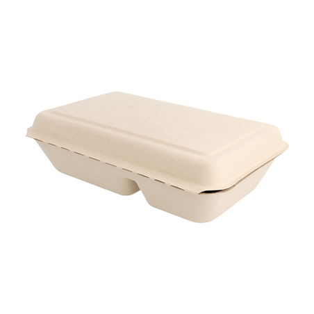 COQUILLES 2 COMPART. 'BIONIC' 1 L 16,5x22,5x6,4 CM NATUREL BAGASSE (500 UNITÉ)