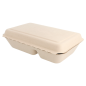 COQUILLES 2 COMPART. 'BIONIC' 1 L 16,5x22,5x6,4 CM NATUREL BAGASSE (500 UNITÉ)